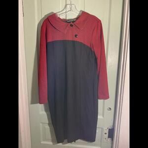 Vintage inspired -Homyee  Red and Black Dress with Peter Pan Collar XL